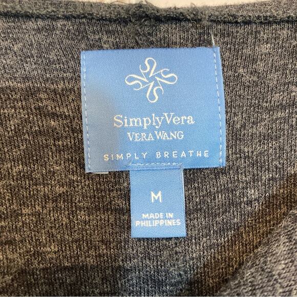 SimplyVera Vera Wang Simply Breathe Heather Gray Zip Up Cape Collar Knit Sweater - Picture 3 of 10